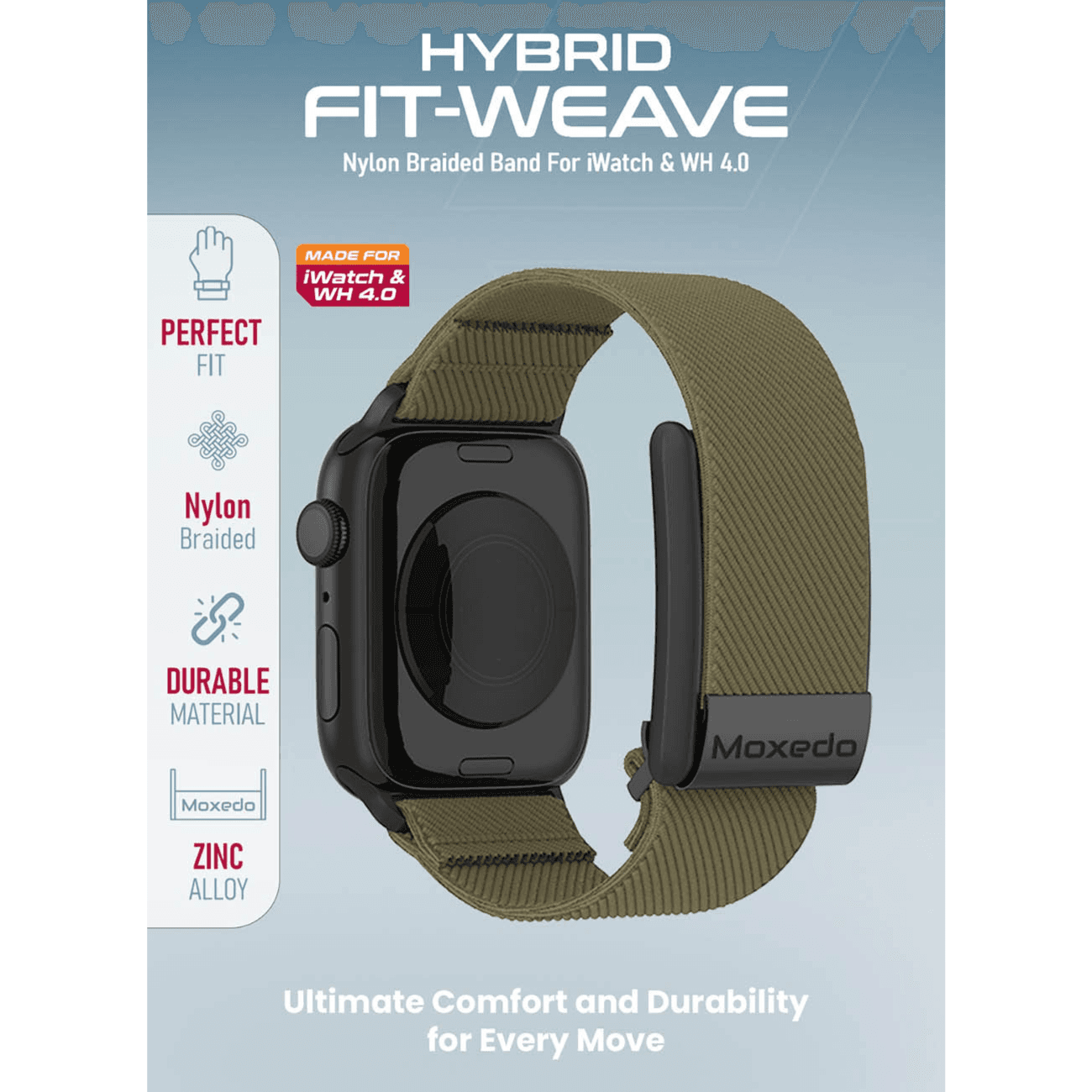 Moxedo Hybrid Strap For Apple Watch & Whoop Comfortable & Practical Design Olive Green