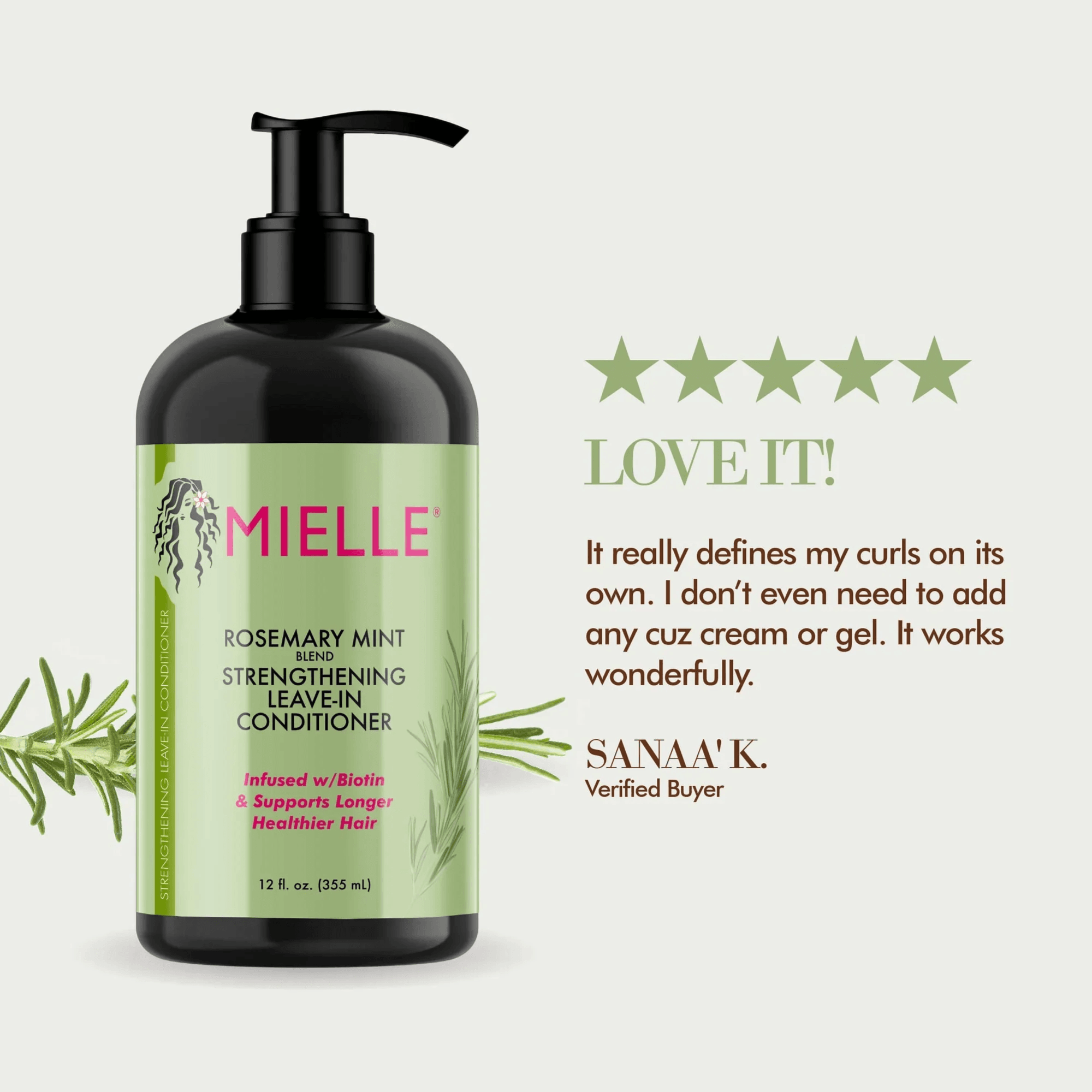 Mielle Rosemary Mint Strengthening leave-in Conditioner for longer and healthier hair 355ml