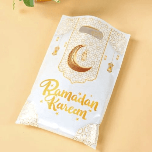 10pcs Ramadan Kareem Gift Bags - Eid Party Supplies & Candy Bags (White)