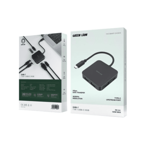 Green Lion - 7 in 1 Usb - C Hub (GHB-7) (Black)