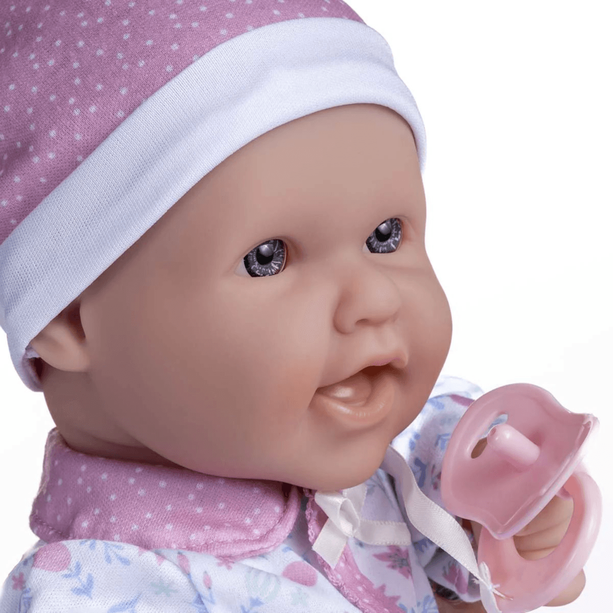JC Toys - La Baby (16" inch) Soft Body Baby Doll White/Pink 3 Piece Outfit with Pacifier & Magic Bottle