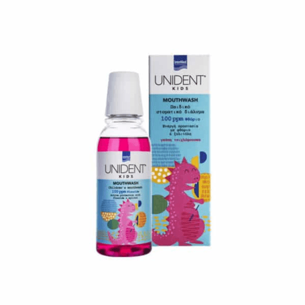 InterMed Unident Kids Children's Mouthwash with Bubble gum Flavour with 100ppm of fluoride 250ml