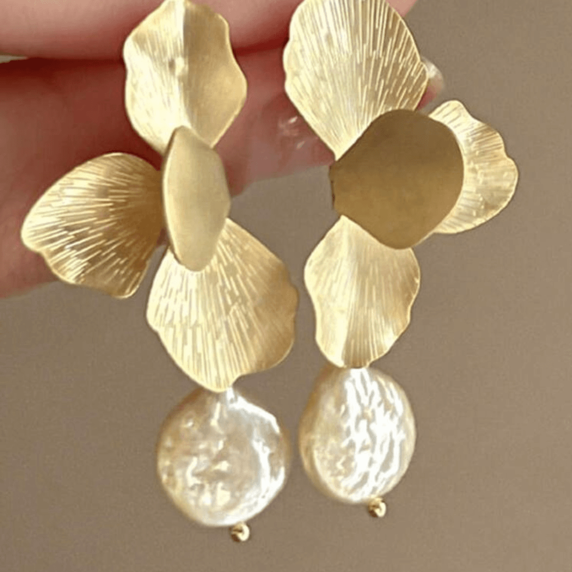 Earrings - Flower Petal - Gold