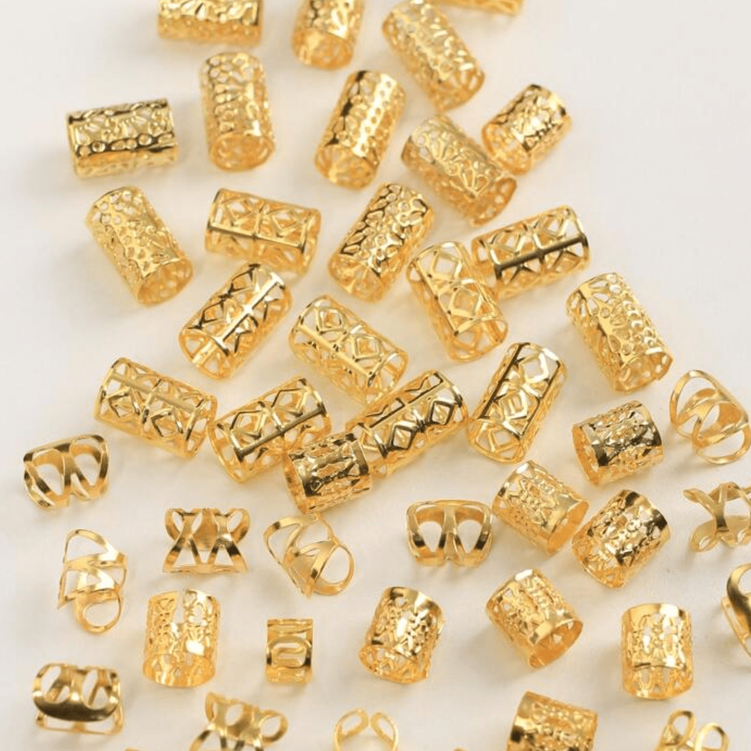 50pcs Gold Color Dreadlock Bead Ring