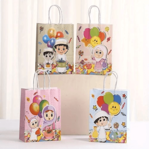 12-Pack Paper Gift Bags Ramadan Theme Assorted Festive Party Favor Bags with Handles