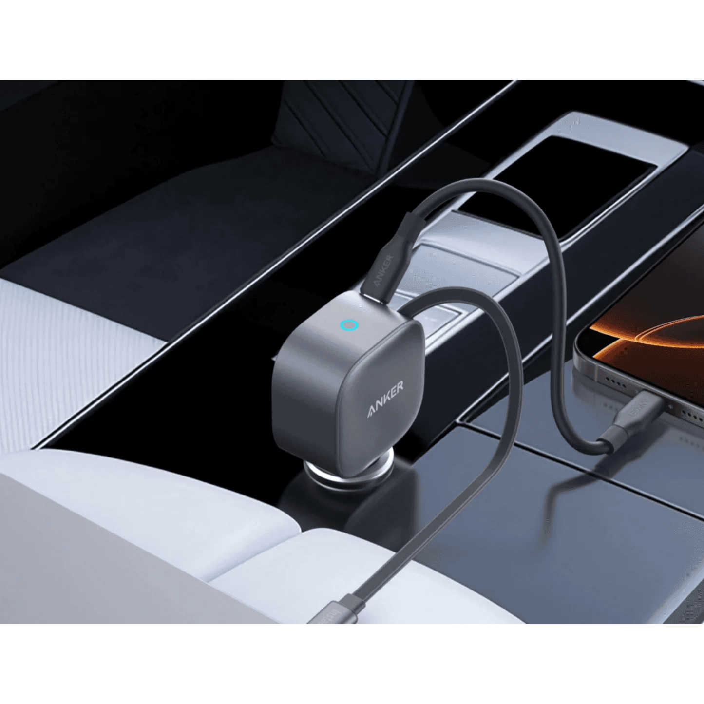 ANKER NANO CAR CHARGER 75W USB-C PORT. BUILT-IN RETRACTABLE UDB-C CABILE