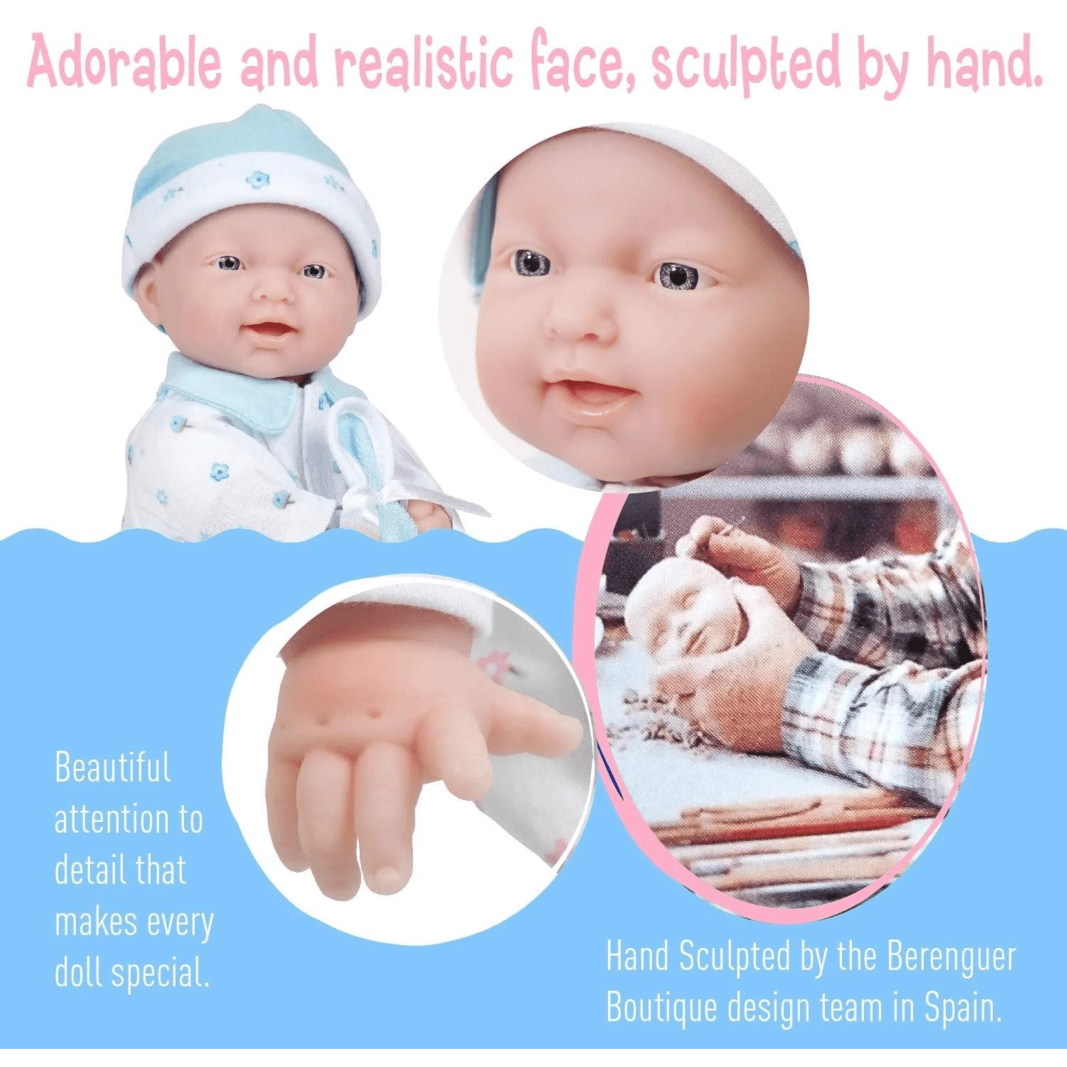 JC Toys La Baby (11"-Inches) Soft Body Baby Doll With Pacifier & Blanket - Blue Outfit