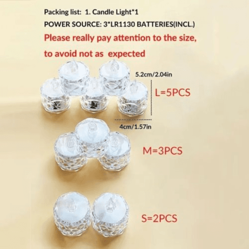 3pcs Crystal LED Flameless Tea Candles