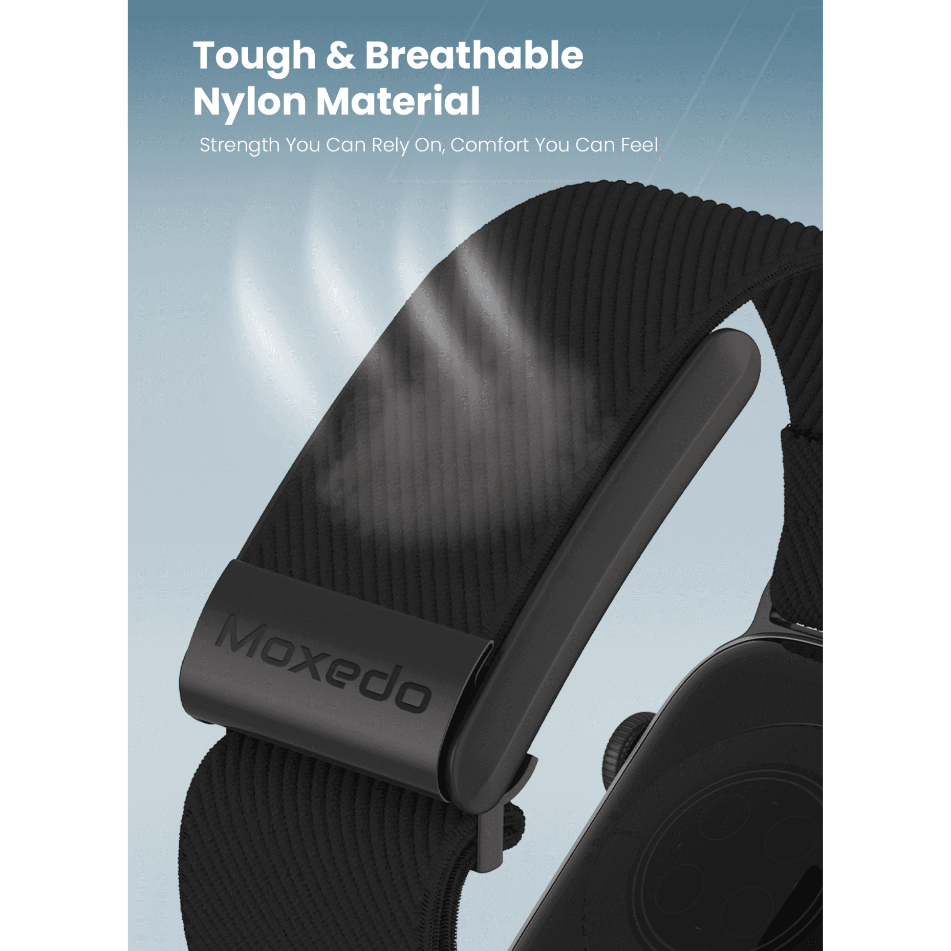 سوار موكسيدو الأسود – سوار بديل قابل للتعديل من نايلون منسوج هجين، متوافق مع ساعة iWatch وجهاز WHOOP 4.0 للياقة والصحة