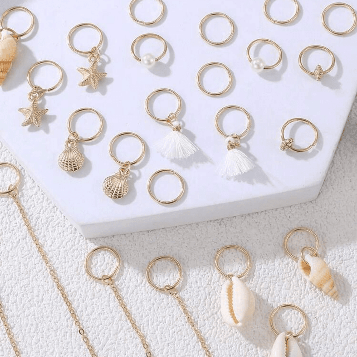 24pcs - Beach Hair Clips Set - Gold