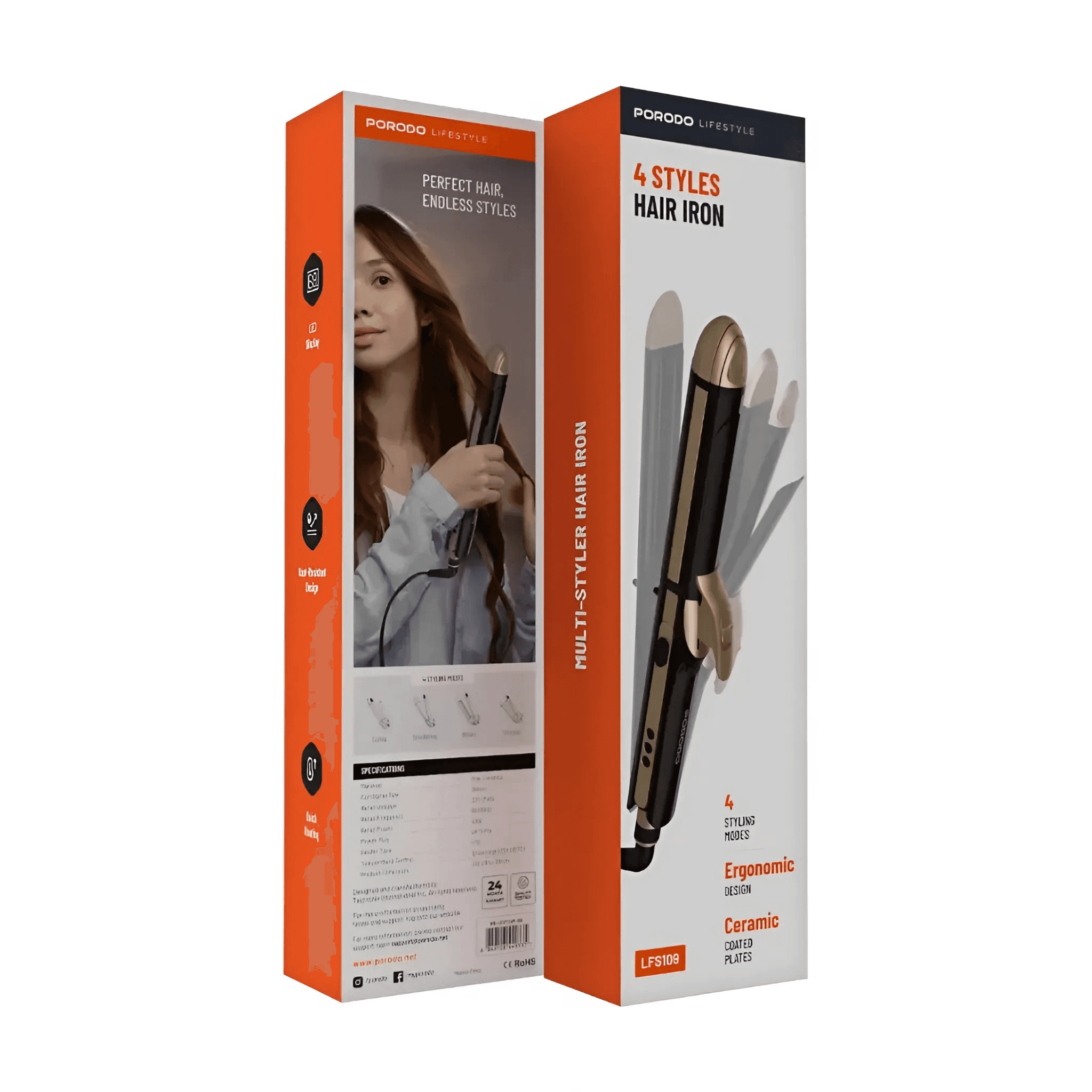 Porodo Lifestyle 4 Style Hair Iron - Black LFS109