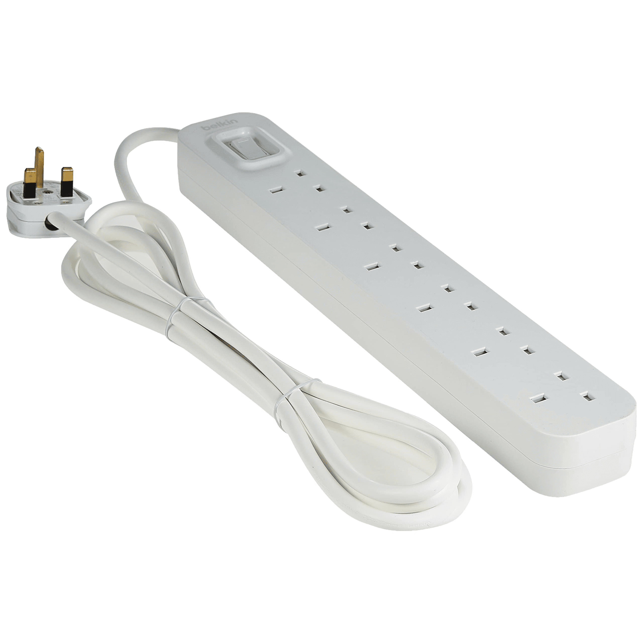 Belkin 6 Way/6 Plug 3m Power Extension Strip with On/Off Switch for Televisions, Gaming Consoles, Home, Office and More - White