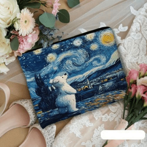 Van Gogh Starry Night Toiletry Bag - Zippered, Travel & Cosmetic Pouch