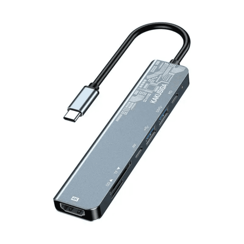 محول كاكوسيغا من النوع سي ذكر إلى HDMI+PD60W+PD لنقل البيانات+USB/SD/TF، ​​7 في 1 متعدد الوظائف | محول من النوع سي ذكر إلى HDMI+PD60W+PD لنقل البيانات+USB/SD/TF، ​​7 في 1 متعدد الوظائف