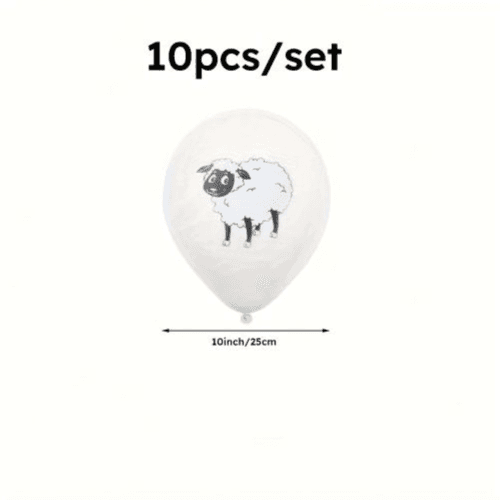 10 Pcs Eid Al-Adha Sheep Print Latex Balloons – Eid Party Decorations