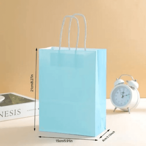 15Pack - Medium Kraft Paper Gift Bags For Events (Cyan)