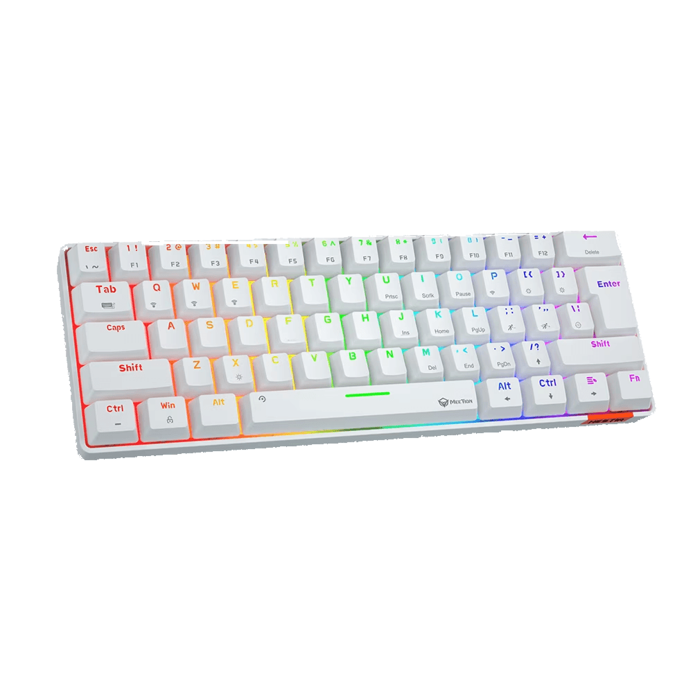 Meetion Dual Mode Bluetooth 60% Gaming Keyboard- White