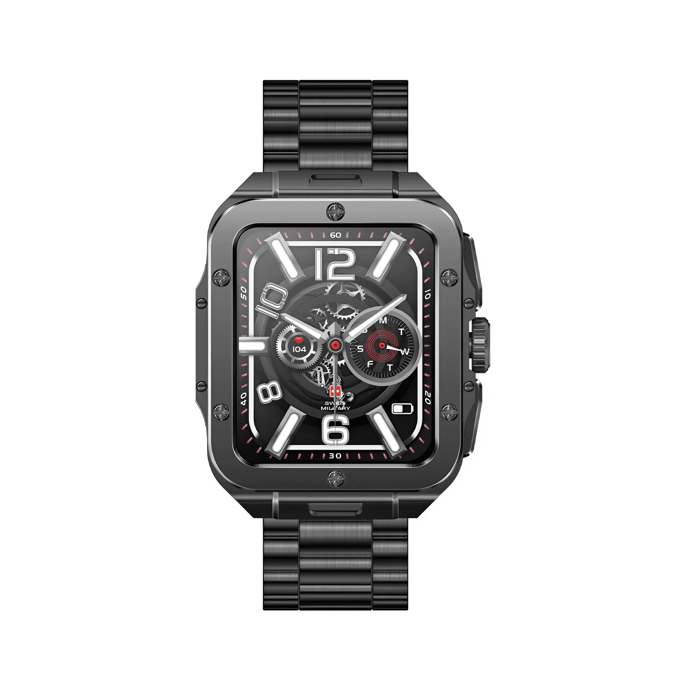 Smart Watch Swiss Military Alps2 Gunmet Frame Stainless Steel Strap