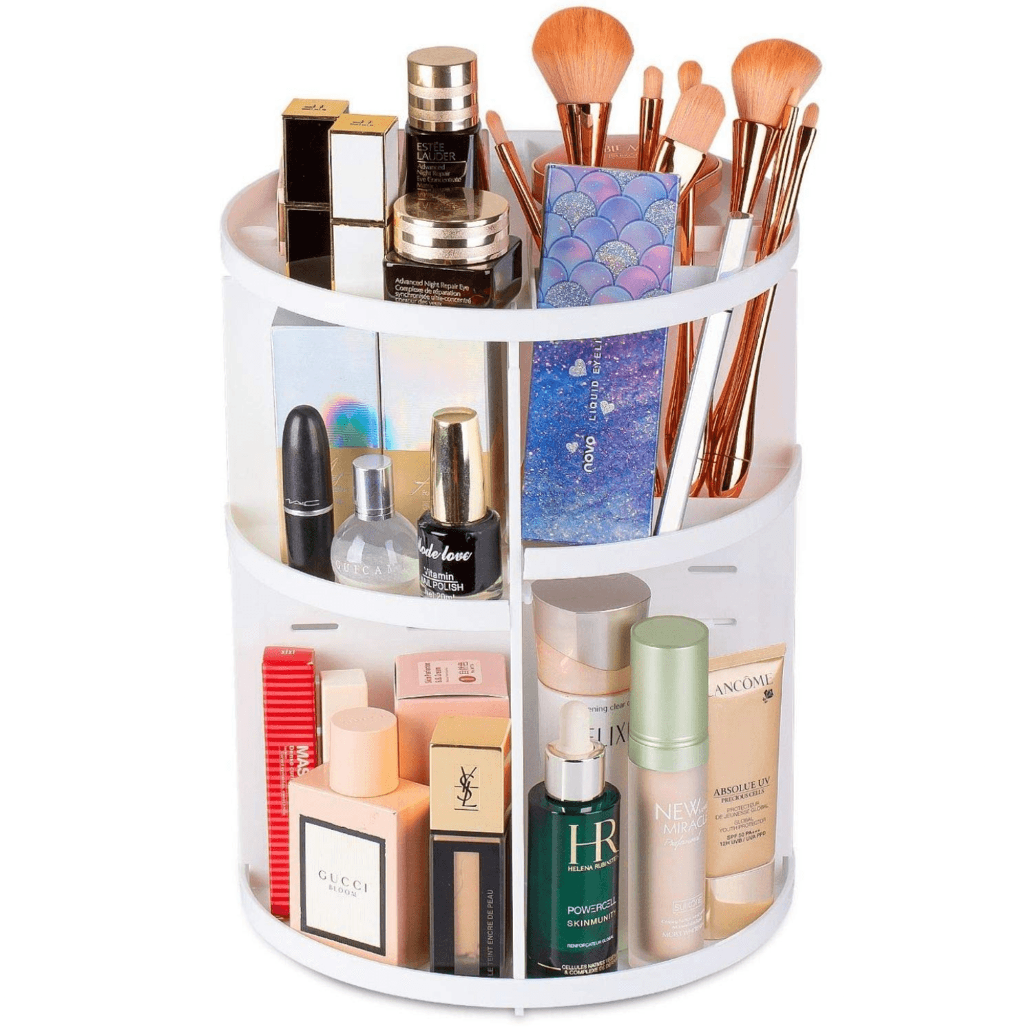 360° Rotating Makeup Organizer, Spinning Bathroom Organizer WHITE