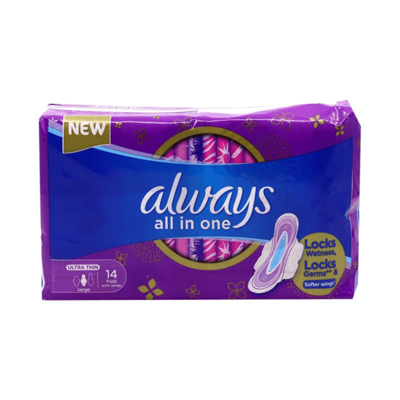 Always All in One Feminine pads Large Ultra Thin with wings 14pads