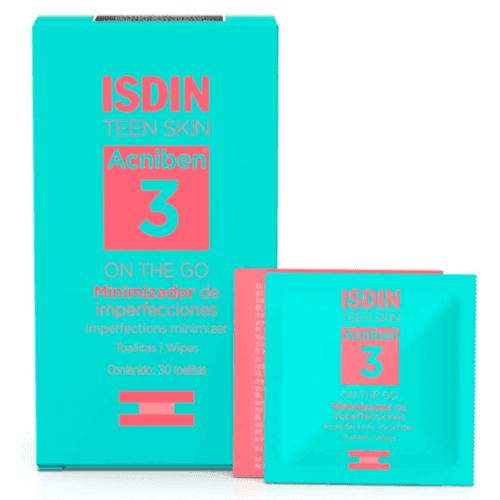 isdin teen skin acniben 3 on the go imperfections minimizer wipes 30 pcs