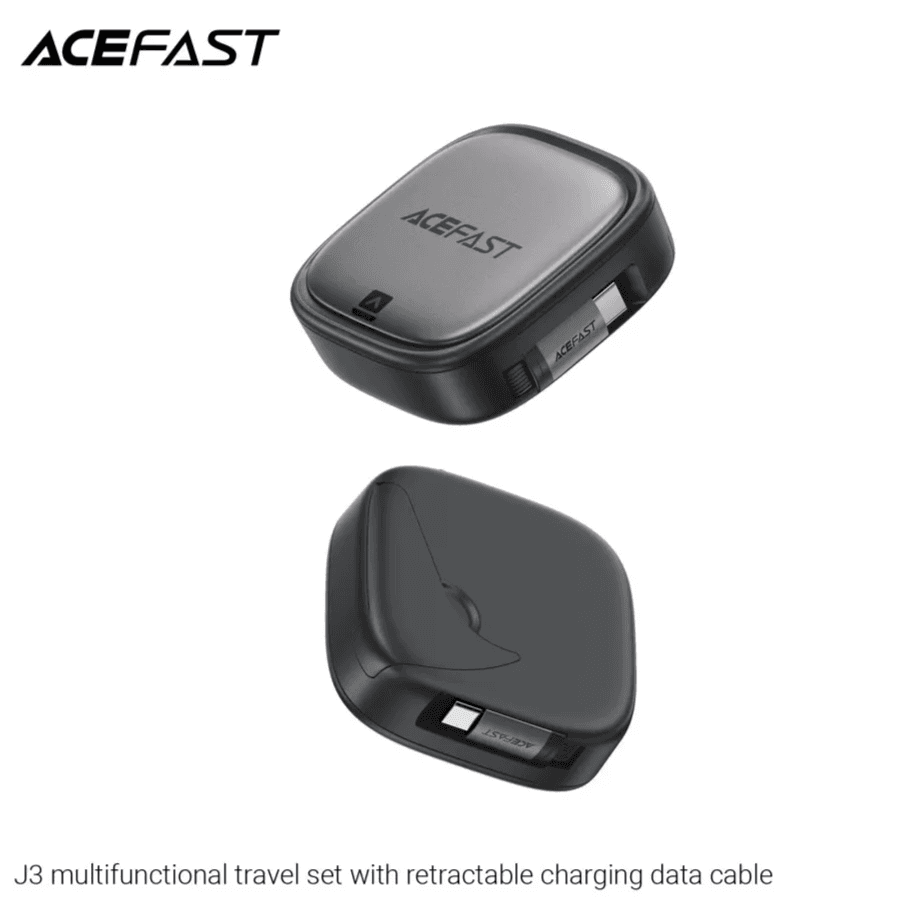Acefast J3 Multifunctional Travel Set With Retractable Charging Data Cable, Black