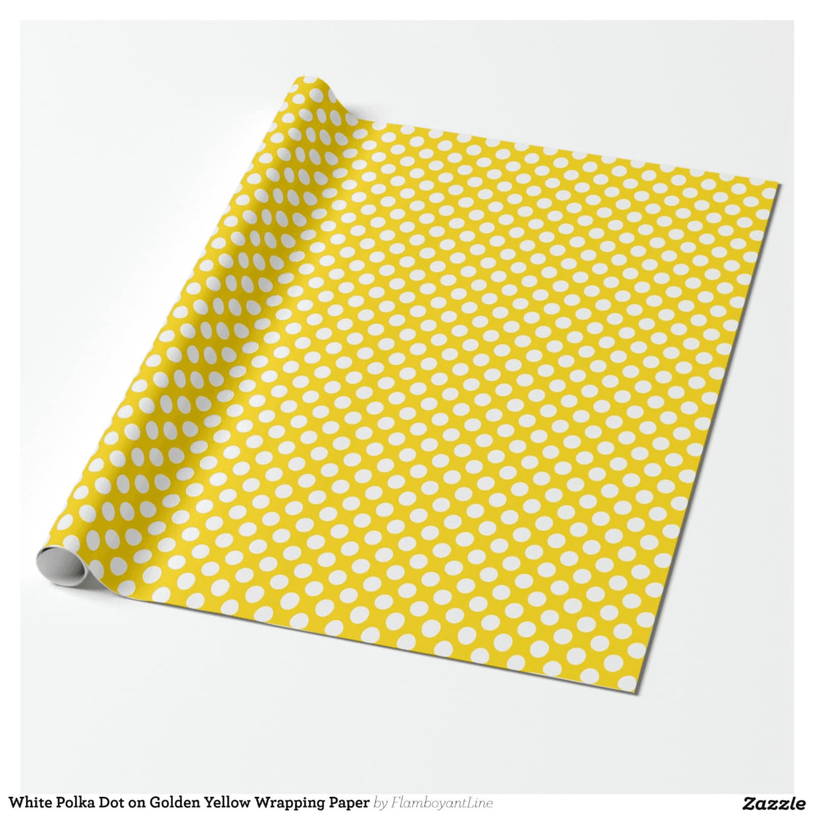 Golden Color White Dot Gift Wrapping Cover Roll 10 meter