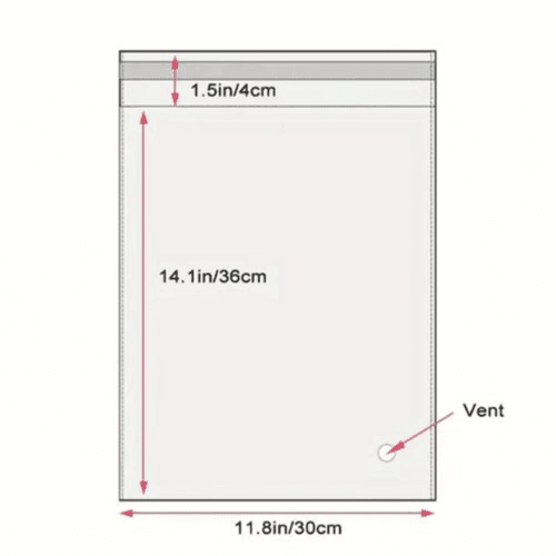 100Pcs Large Clear Plastic Bags - Flip-Top Closure (29.97X39.88Cm)