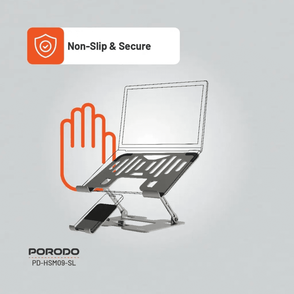 Porodo Smart Folding Stand For Laptop and Multi-Device  - Silver