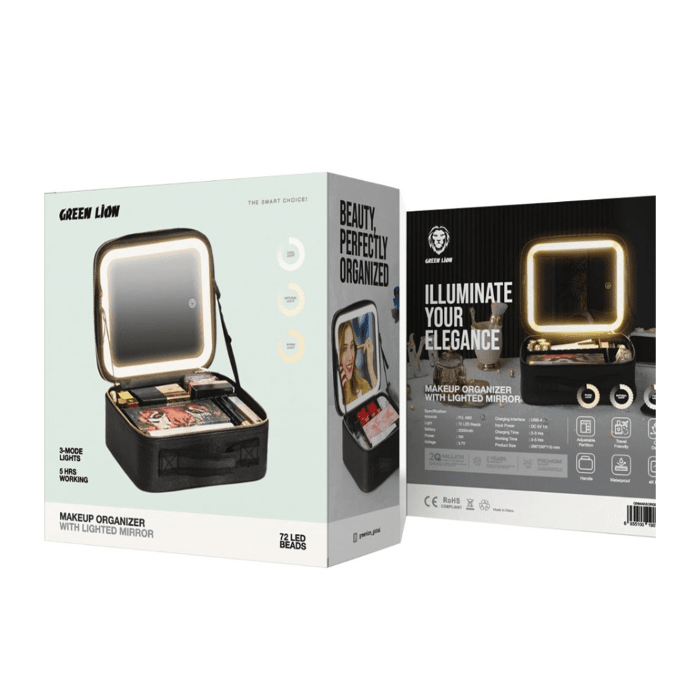 Green Lion Makeup Organizer With Lighted Mirror (Black) No.14949