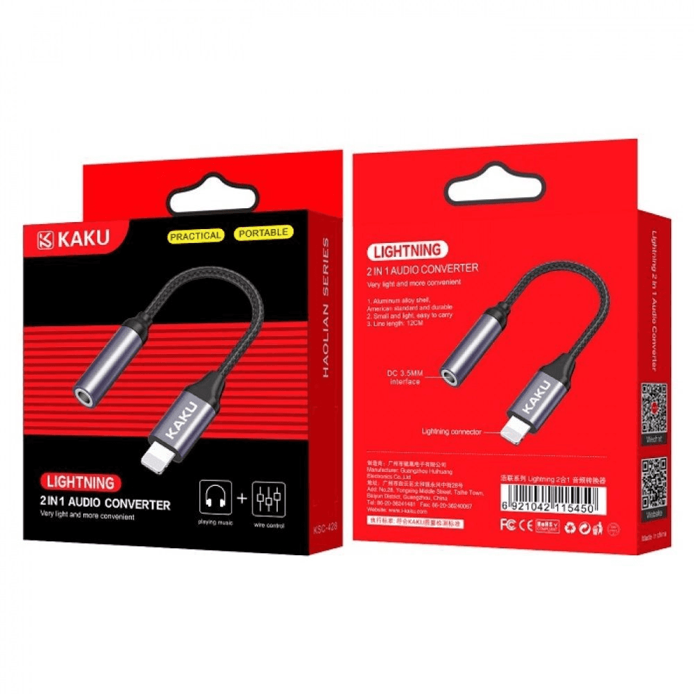 محول KAKUSIGA KSC-428 LIGHTNING->3.5jack أسود
