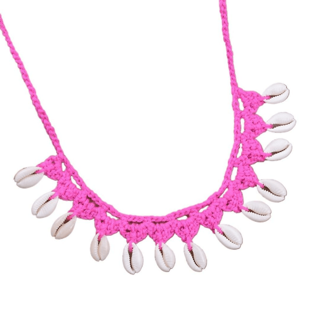 Seashell Choker Necklace (Fuchsia)