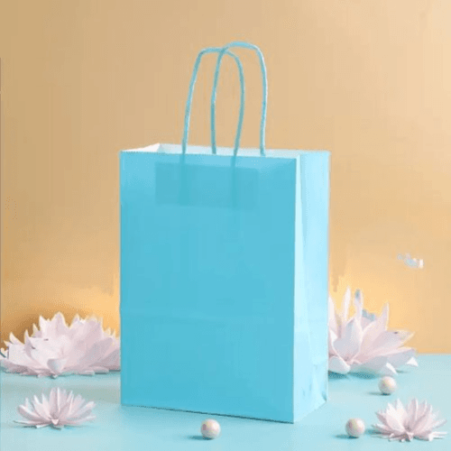 15Pack - Medium Kraft Paper Gift Bags For Events (Cyan)