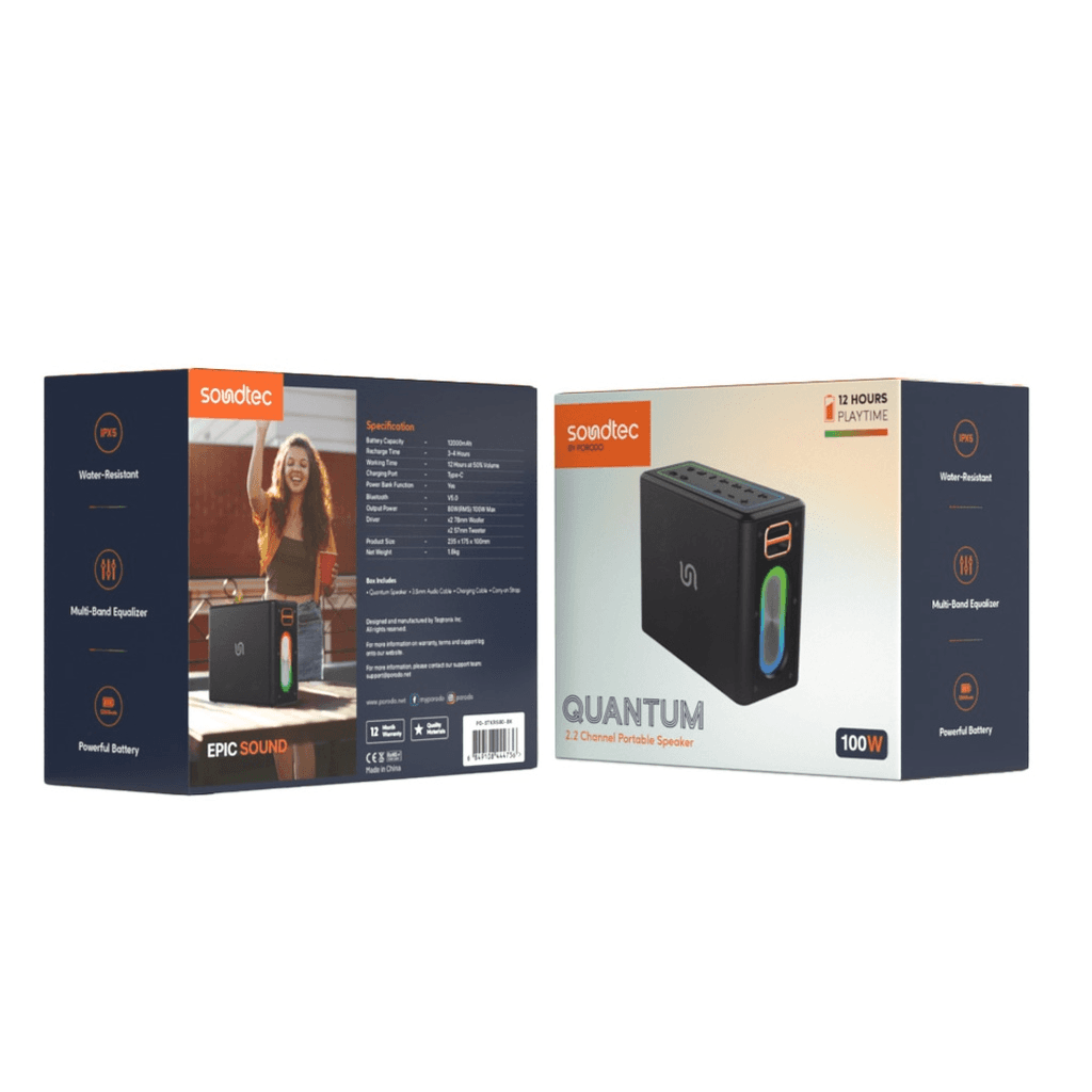 Portable  Bluetooth Speaker QUANTUM 2.2 Channel Porodo Soundtec