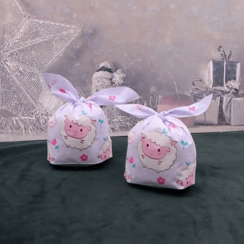 10 Pcs Cute Lamb & Bunny Drawstring Gift Bags – Small Plastic Party Favors (22*13.2)