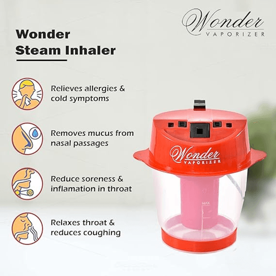 جهاز استنشاق البخار الاحترافي البلاستيكي WONDER، أحمر