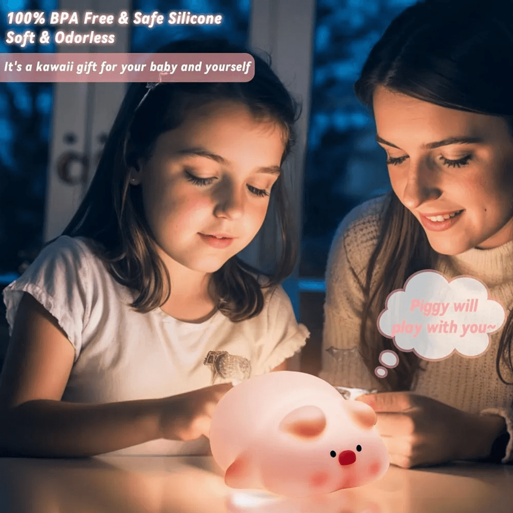 Cute Pig Design Silicone Night Light