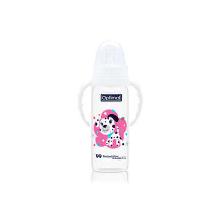 Optimal P.P Slim Waist Feeding Bottle 6+ Months Code:Opb-1027 With White Neck And Handle 240Ml