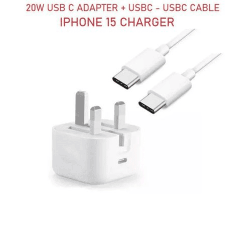 Apple 20W PD Adapter USB-C Jack super Fast Charge with USB C - USB C PD Cable 1M FOR IPHONE 15 & 16