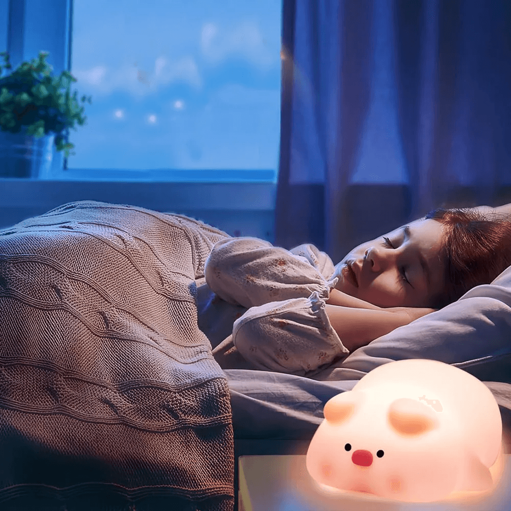 Cute Pig Design Silicone Night Light