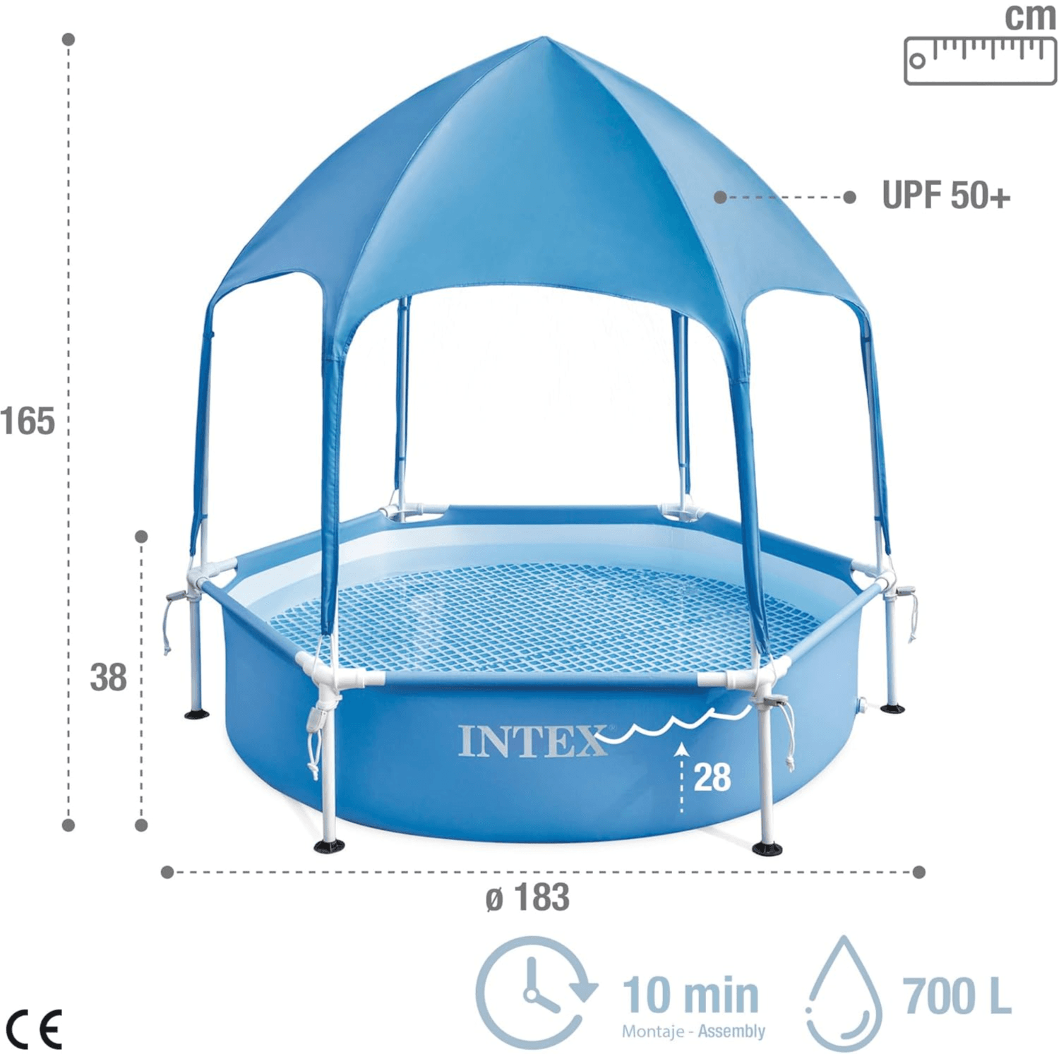 INTEX Canopy Metal Frame Above Ground Pool Ages 3+ (1.83m x 38cm)