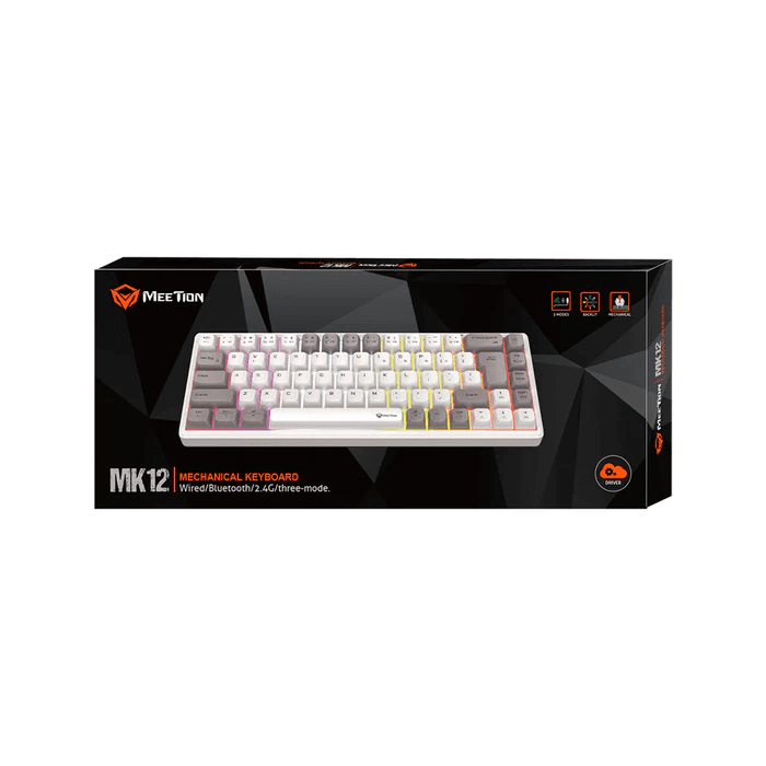 Wireless RGB Mechanical Keyboard - MK12 white 65% Tri-Mode