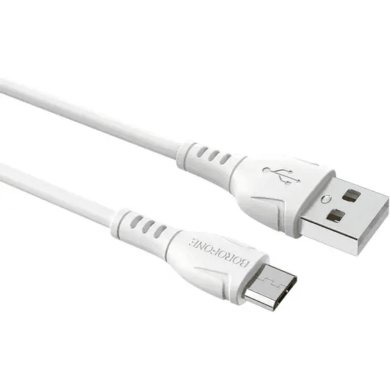 كابل USB من Borofone BX51 AM-microBM، 1 متر، 2.4 أمبير، أبيض
