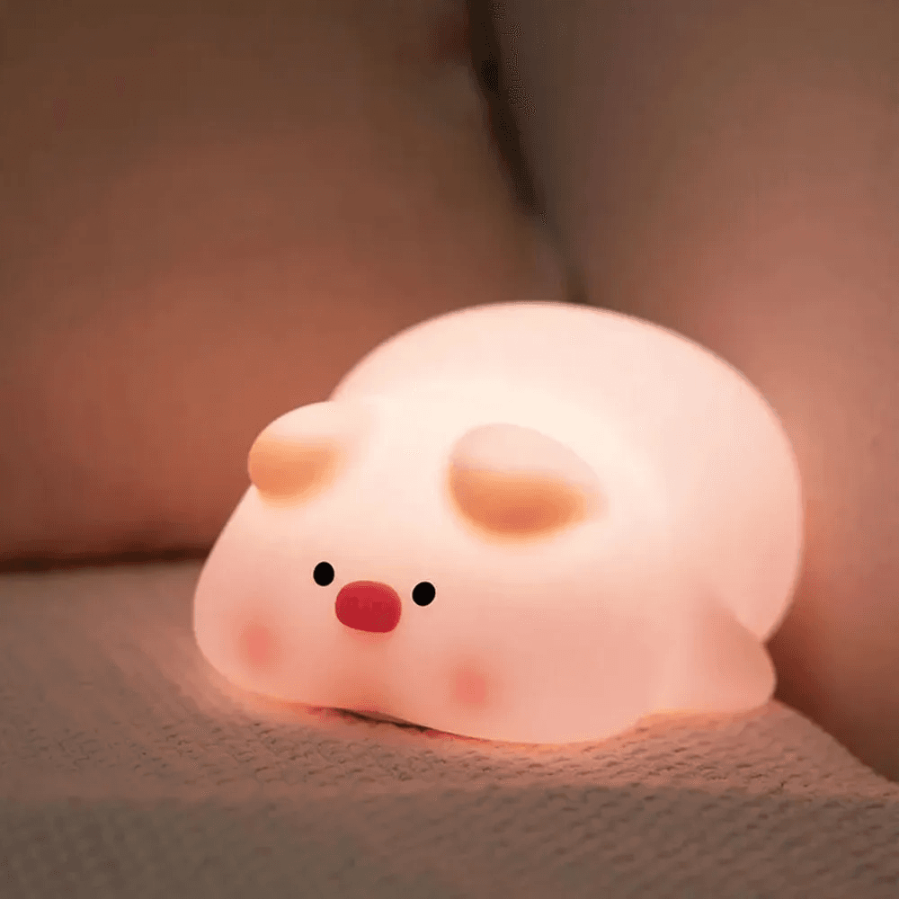 Cute Pig Design Silicone Night Light