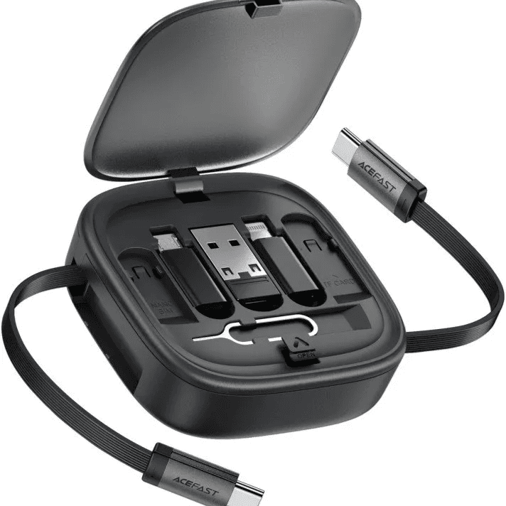 Acefast J3 Multifunctional Travel Set With Retractable Charging Data Cable, Black