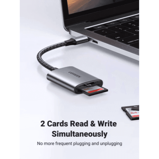 Ugreen SD Card Reader 2-in-1 USB C / SD/TF Memory Card Reader Dual Slot / 5GB/s / USB 2.0 / 2TB Capacity / Aluminum Case / CM401 - Black