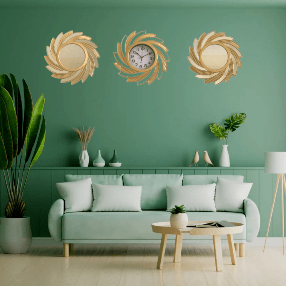 Wall Clock & Mirror Set