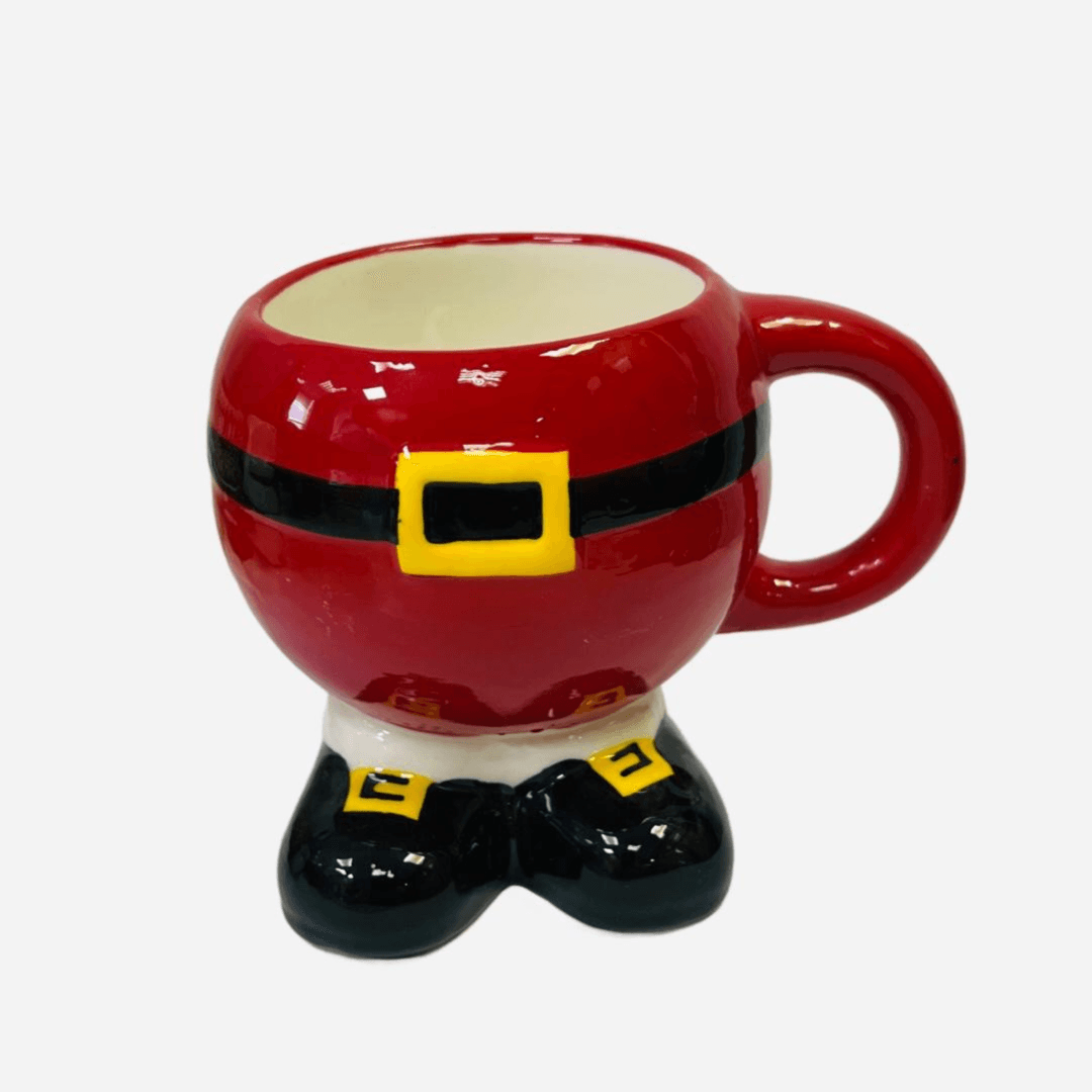 Red Mug with Black Shoes