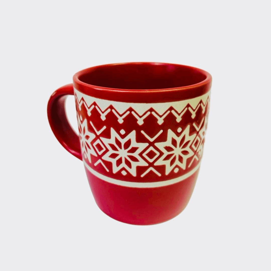 Red Mug with White Stars Design