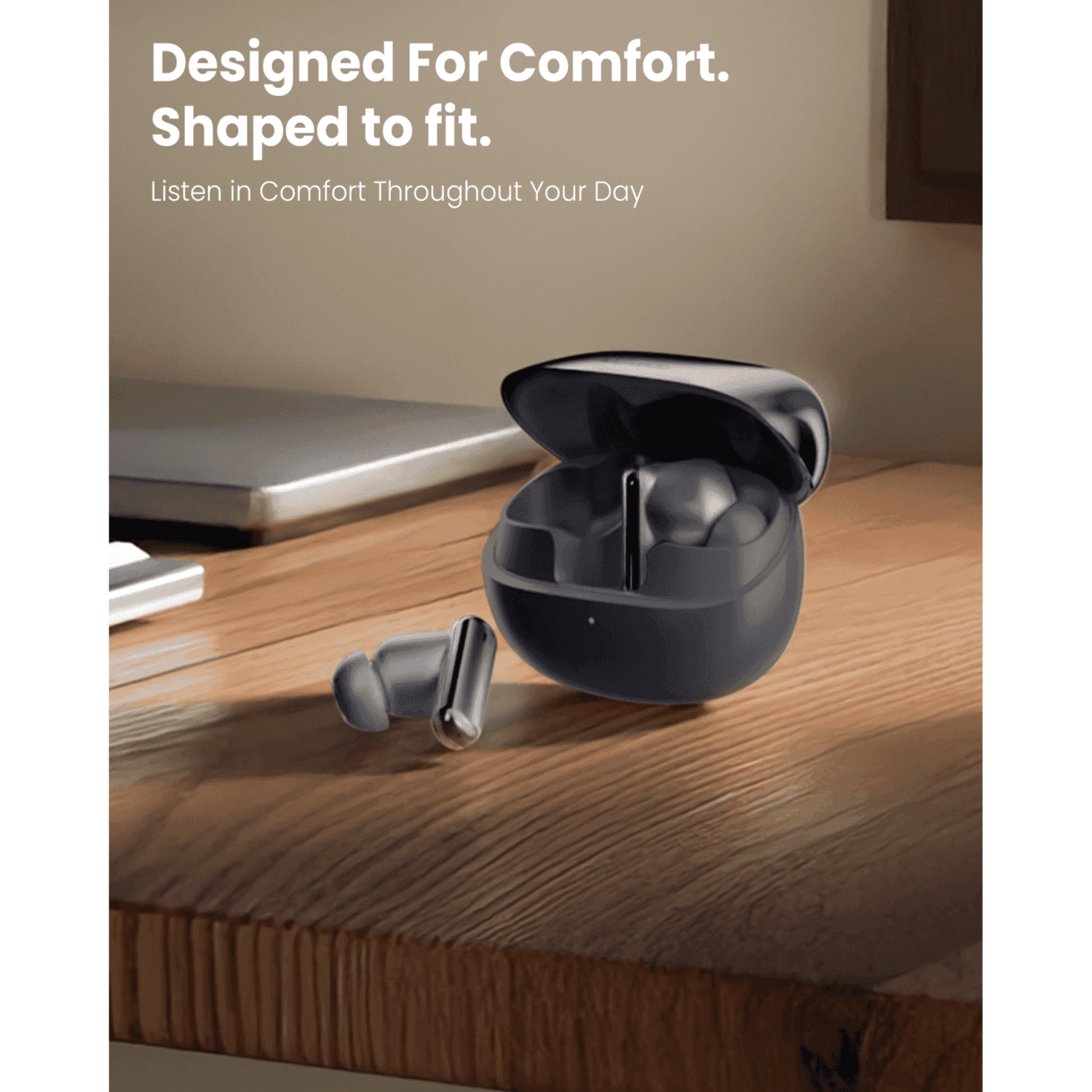 Moxedo True Wireless Earbuds S7 Active Noise Cancellation Bluetooth 5.4 300 Mah Charging Case 5.5 Hrs Playing Time With Built-In 4 Powerful Microphones (Gray)